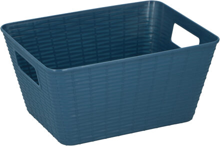 Edco 1x Blauwe plastic opbergmanden rechthoekig 26 x 20 x 13 cm - Opbergmanden