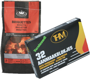 Edco BBQ aanmaakblokjes 32 stuks van paraffine incl. houtskool briketten 3kg - Aanmaakblokjes