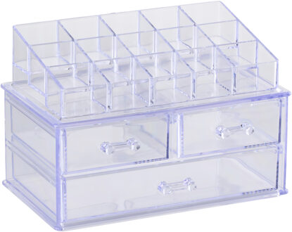 Edco Make-up organizer/opberger - 14 x 13 x 16 cm - transparant