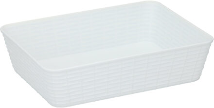 Edco Opbergmandjes - 6x - kunststof - wit - 25 x 19 x 6 cm - mandje - rechthoekig