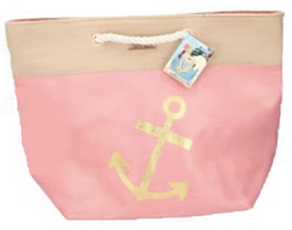 Edco Strandtas roze met anker 38 x 51 cm - Strandtassen