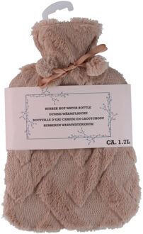 Edco Warmwaterkruik - bruin - 1,75L - fluffy pluche hoes - bedkruik - kruik - kruik met hoes