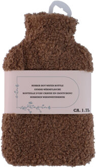 Edco Warmwaterkruik - bruin - 1,75L - teddy hoes - bedkruik - kruik - kruik met hoes