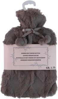 Edco Warmwaterkruik - donkerbruin - 1,75L - fluffy pluche hoes - bedkruik - kruik - kruik met hoes