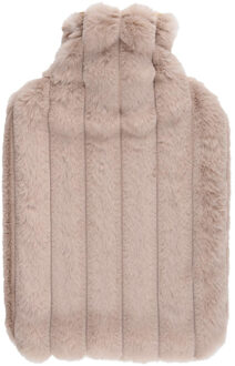 Edco Warmwaterkruik - taupe - 1,75L - fluffy pluche hoes - bedkruik - kruik - kruik met hoes