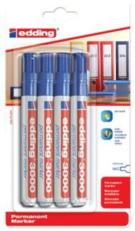 Edding Viltstift edding 3000 rond blauw 1.5-3mm blister a 4st