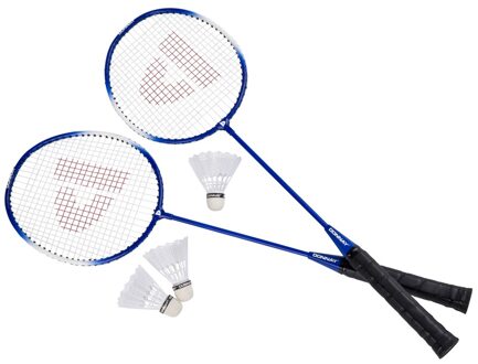Eddy Toys Badminton set blauw met 3 shuttles en opbergtas 67 cm
