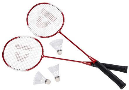 Eddy Toys Badminton set rood met 3 shuttles en opbergtas 67 cm