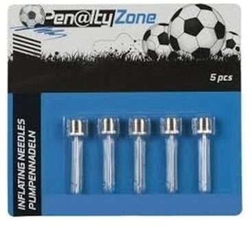 Eddy Toys Ballenpompen naalden - setje van 5x stuks - Opblaasventiel - metaal - voetbal - sport Zilver