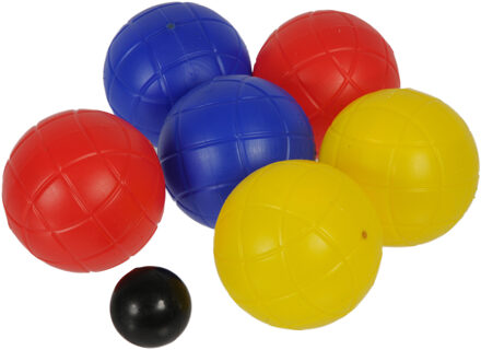 Eddy Toys Jeu de boules set 6 gekleurde ballen/1 but met draagtray