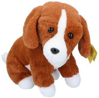 Eddy Toys Pluche hond bruin/wit 45cm verschillende