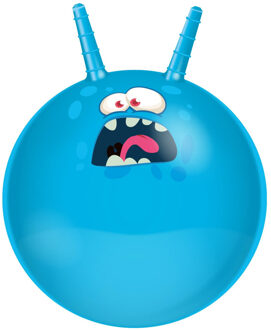 Eddy Toys Skippybal funny faces - blauw - Dia 45 cm - buitenspeelgoed voor kleine kinderen - Skippyballen