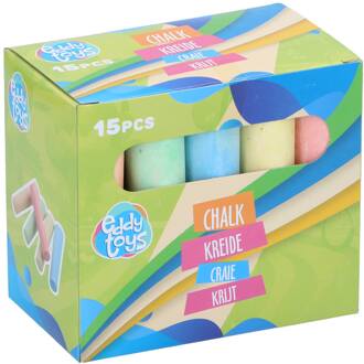 Eddy Toys Stoepkrijt 15-delig 10,5x2,5x2,2cm verschillende