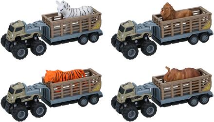 Eddy Toys Truck met aanhanger en wild dier verschillende