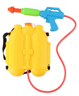Eddy Toys Waterpistool spuit - geel - 32 cm - 2100 ml - met rugzak watertank - waterspuit