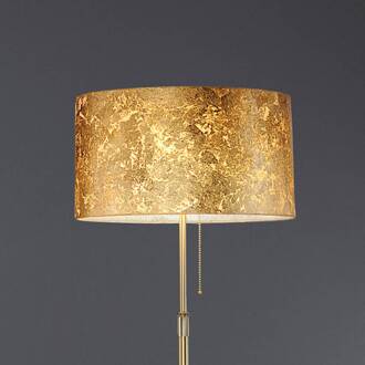 Edele vloerlamp Loop met bladgoud afwerking messing, goud