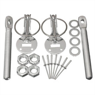 EDFY Race Rally Flush Hood Mount Bonnet Klink Catch Pin Key Locking Kit, zilver