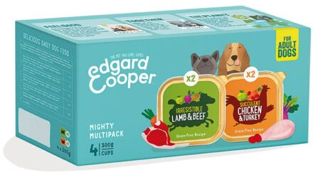 Edgard & Cooper Hondenvoer Multipack Kip - Kalkoen en Lam - Rund 4 x 300 gr