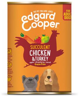 Edgard & Cooper Kip & Kalkoen Blik - Voor volwassen honden - Hondenvoer - 400g