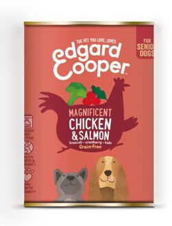 Edgard & Cooper Kip & Zalm Blik - Voor senior honden - Hondenvoer - 400g