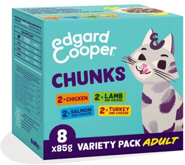 Edgard & Cooper Multipack Stukjes in saus - Kattenvoer - Kip - Lam - 8x85 gram