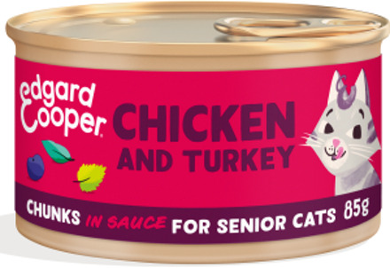 Edgard & Cooper Senior Stukjes in saus - Kattenvoer - Kip - Kalkoen - 85 gram
