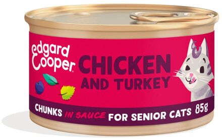 Edgard & Cooper Senior Stukjes in saus - Kattenvoer - Kip - Kalkoen - 85 gram