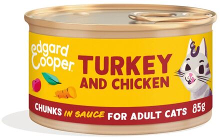 Edgard & Cooper Stukjes in saus - Kattenvoer - Kalkoen - Kip - 85 gram