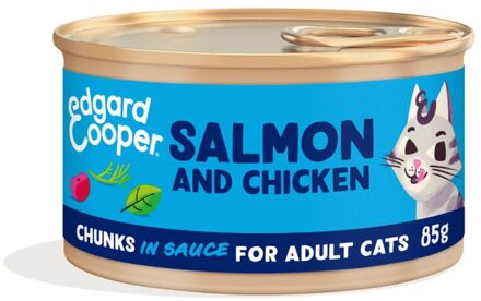 Edgard & Cooper Stukjes in saus - Kattenvoer - Zalm - Kip - 85 gram