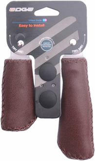 Edge De Leather Grip Ergonomisch gevormde handvatset Echt leder 135mm links / 92mm rechts Mat Donkerbruin Zwart
