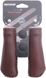 Edge De Leather Grip Ergonomisch Lederen Handvatset 135mm Donkerbruin