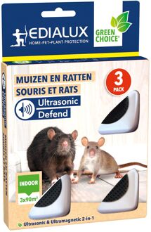 Edialux Ultrasonic Defend - Tegen Ratten En Muizen - 3 Stuks