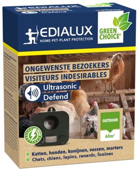 Edialux Ultrasonic Defend Ultrasoon Apparaat - Tegen Katten En Honden En Konijnen En Vossen En Marters - 1 Stuk