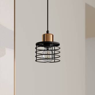 Edison hanglamp in zwart/koper, 1-lamp zwart, koper