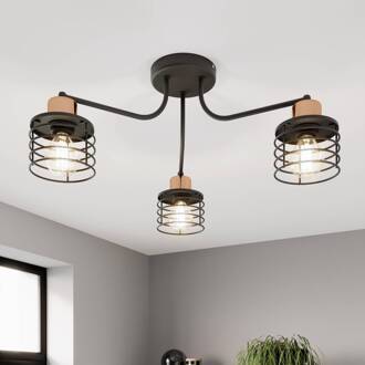 Edison plafondlamp, 3-lamps zwart, koper