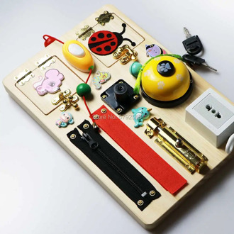 EDUBUSYIU Baby busy board montessori toy for kids toddler diy wood toy elements parts Busy Board Toys Kids Early Education