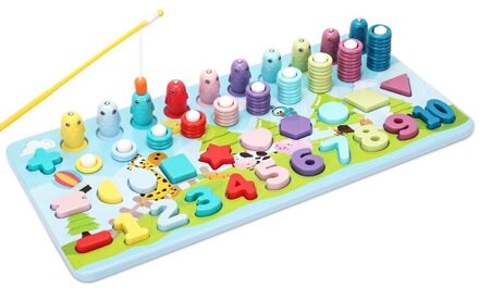 Educatief Houten Speelgoed Kinderen Bijpassende Board Math Vissen Kinderen Houten Speelgoed Tellen Geometrie Vorm Wedstrijd