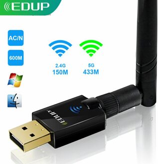 Edup 600Mbps 5Ghz Usb Wifi Adapter 802.11AC Dual Band Wi Ontvanger Draadloze Netwerkkaart Usb Adapter Met 6dbi antenne Voor Pc