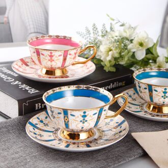 Eecamail Europese Luxe Koffiekopje Bone China Afternoon Tea Keramische Phnom Penh Rode Thee Cup Bloem Thee Kop Koffie Cup een stuk blauw