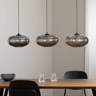 Eekamer lamp Coco, lengte 115 cm, zwart/rookgrijs, 3-lamps. rookgrijs, zwart