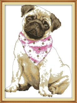 EEN hond met een rode sjaal telpatroon aida 14ct 11ct count print canvas steken borduurwerk DIY handgemaakte 18ct unprint canvas