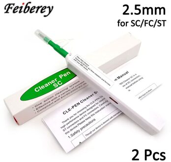 Een Klik Sc Fc St Fiber Optic Cleaner Pen Voor Cleanin Glasvezel Adapter Met 2.5Mm Sc/Fc/St Connector Smart Cleaner 2stk 2.5mm