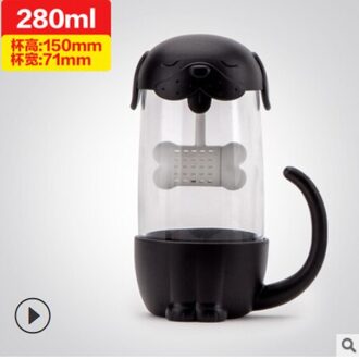 Een Mooie Leuke Kat Hond Filter Zeef Glazen Beker Thee Zetgroep Filter Mok Home Office Milieuvriendelijke Toepassing hond-zwart
