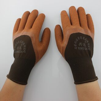 Een Paar Dubbele Werk Handschoenen Waterdichte Non-Slip Dragen Beschermende Handschoenen Ademend Koning Nylon Gecoate Rimpel Foam Handschoenen