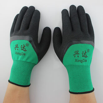 Een Paar Dubbele Werk Handschoenen Waterdichte Non-Slip Dragen Beschermende Handschoenen Ademend Koning Nylon Gecoate Rimpel Foam Handschoenen