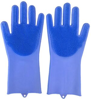 Een Paar Keuken Siliconen Schoonmaken Handschoenen Afwassen Handschoenen Magic Siliconen Schotel Wassen Handschoenen Voor Huishoudelijke Scrubber Handschoenen blauw