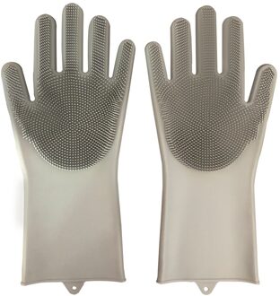 Een Paar Keuken Siliconen Schoonmaken Handschoenen Afwassen Handschoenen Magic Siliconen Schotel Wassen Handschoenen Voor Huishoudelijke Scrubber Handschoenen grijs