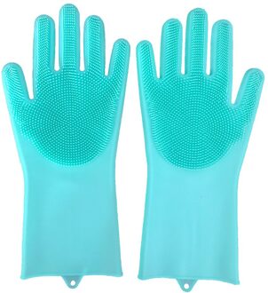 Een Paar Keuken Siliconen Schoonmaken Handschoenen Afwassen Handschoenen Magic Siliconen Schotel Wassen Handschoenen Voor Huishoudelijke Scrubber Handschoenen groen