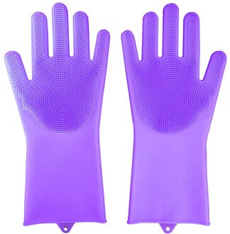 Een Paar Keuken Siliconen Schoonmaken Handschoenen Afwassen Handschoenen Magic Siliconen Schotel Wassen Handschoenen Voor Huishoudelijke Scrubber Handschoenen pruim