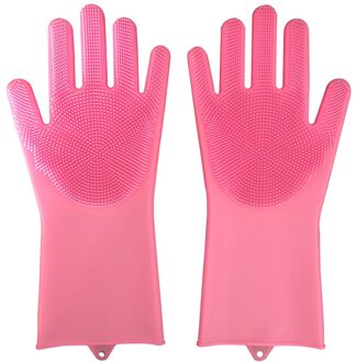Een Paar Keuken Siliconen Schoonmaken Handschoenen Afwassen Handschoenen Magic Siliconen Schotel Wassen Handschoenen Voor Huishoudelijke Scrubber Handschoenen roze